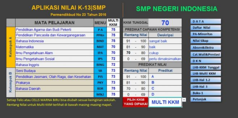 Aplikasi Raport K13 Smp