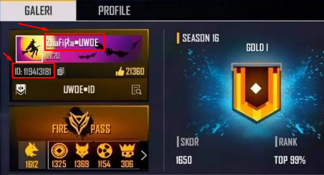 Nomor ID dan Squad budi01 Gaming